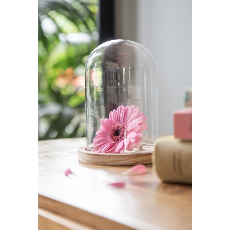 Clayre & Eef Cloche Ø 12x17 cm Verre Bois Rond