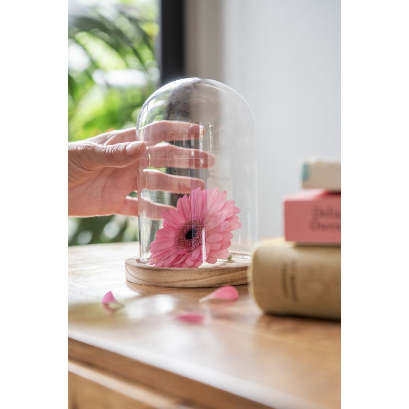 Clayre & Eef Glocke Ø 12x17 cm Glas Holz Rund