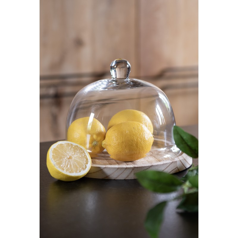 Clayre & Eef Cloche Ø 23x17 cm Transparent Verre Bois