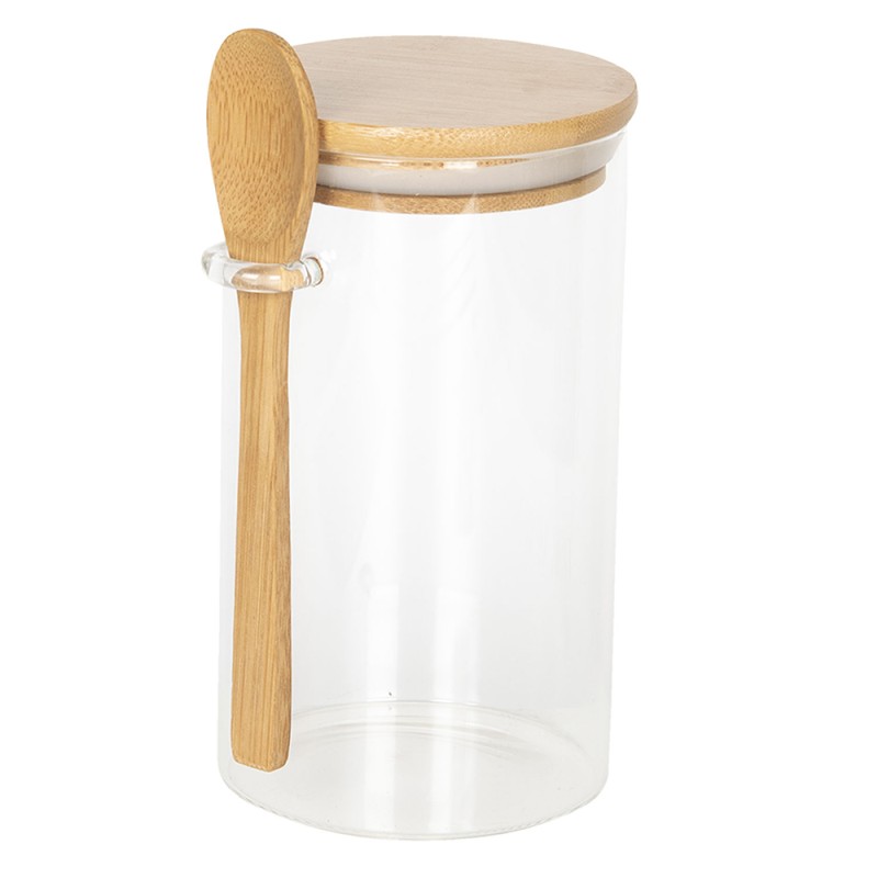 Clayre & Eef Storage Jar Ø 8x15 cm Glass Round Ladle