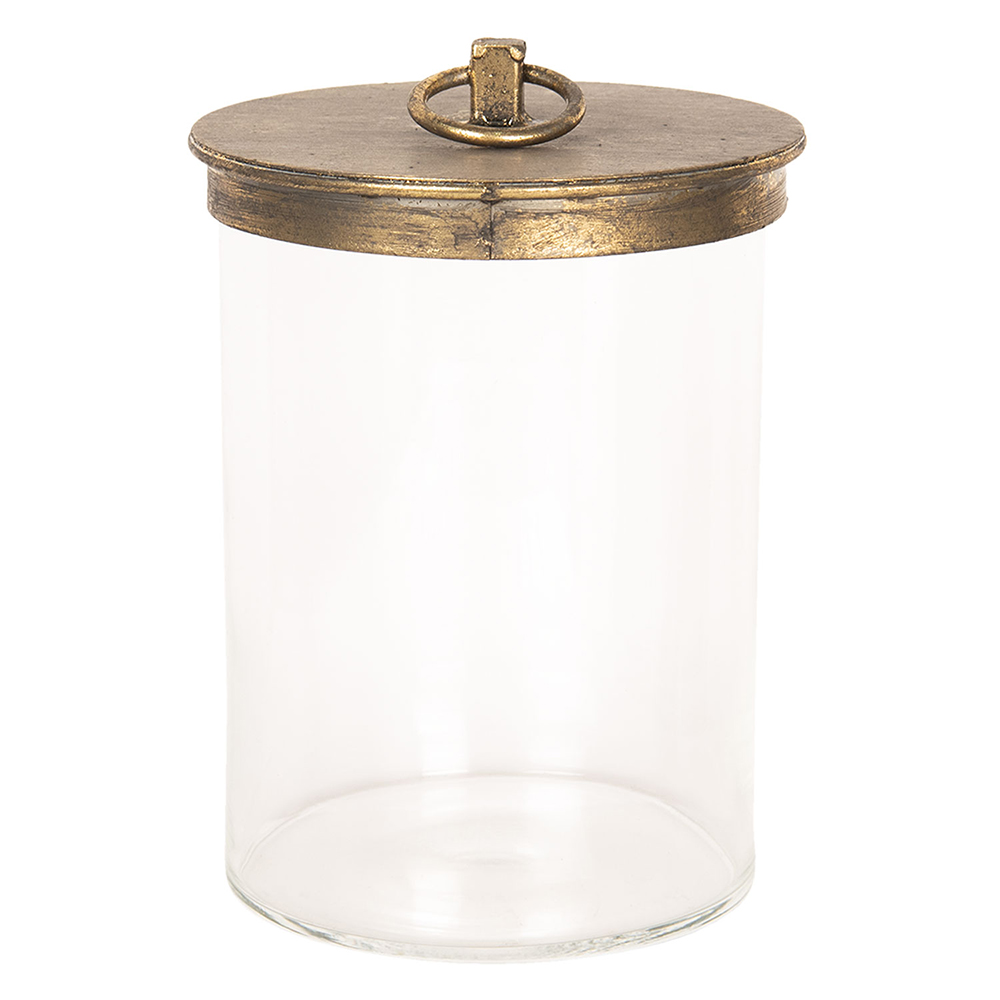 Clayre & Eef Voorraadpot Ø 15x25 cm Glas Rond Voorraadbus - Clayre & Eef Voorraadpot Ø 15x25 cm Glas Rond Voorraadbus -