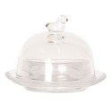 Clayre & Eef Butterdose Ø 9x7 cm Glas Rund Vogel
