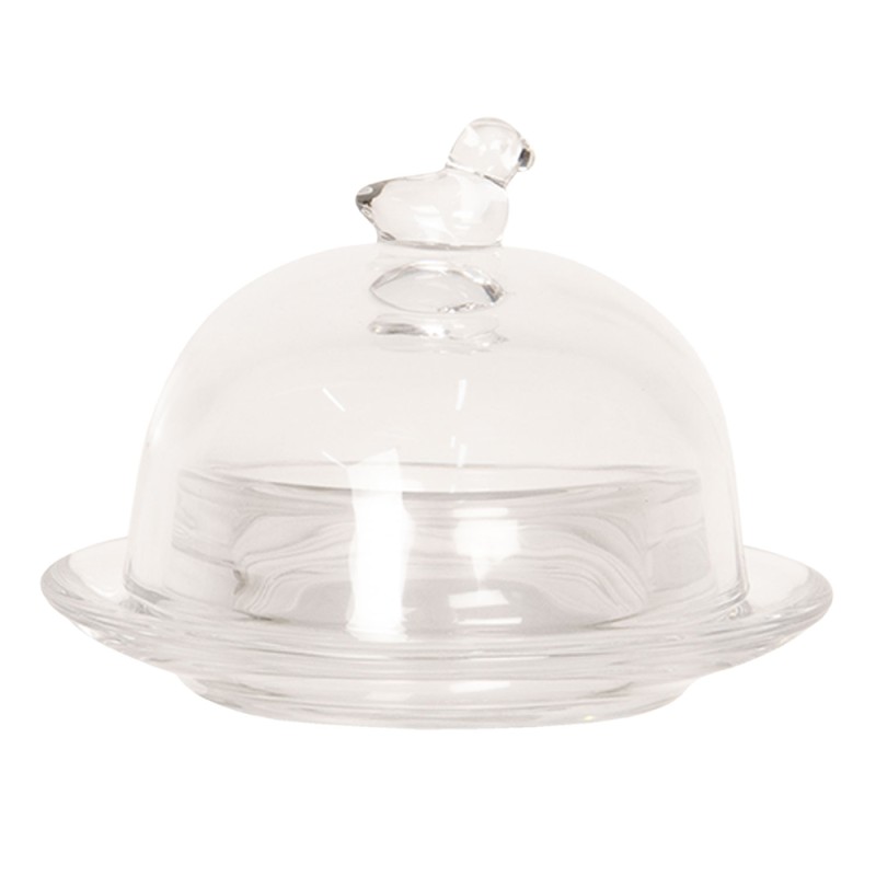 Clayre & Eef Butterdose Ø 9x7 cm Glas Rund Vogel