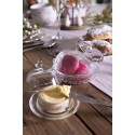 Clayre & Eef Butterdose Ø 9x7 cm Glas Rund Vogel