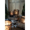 Clayre & Eef Teelichthalter Ø 8x8 cm Braun Glas Metall Blumen