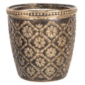 Clayre & Eef Porte-bougie Ø 9x9 cm Marron Verre Métal Fleurs