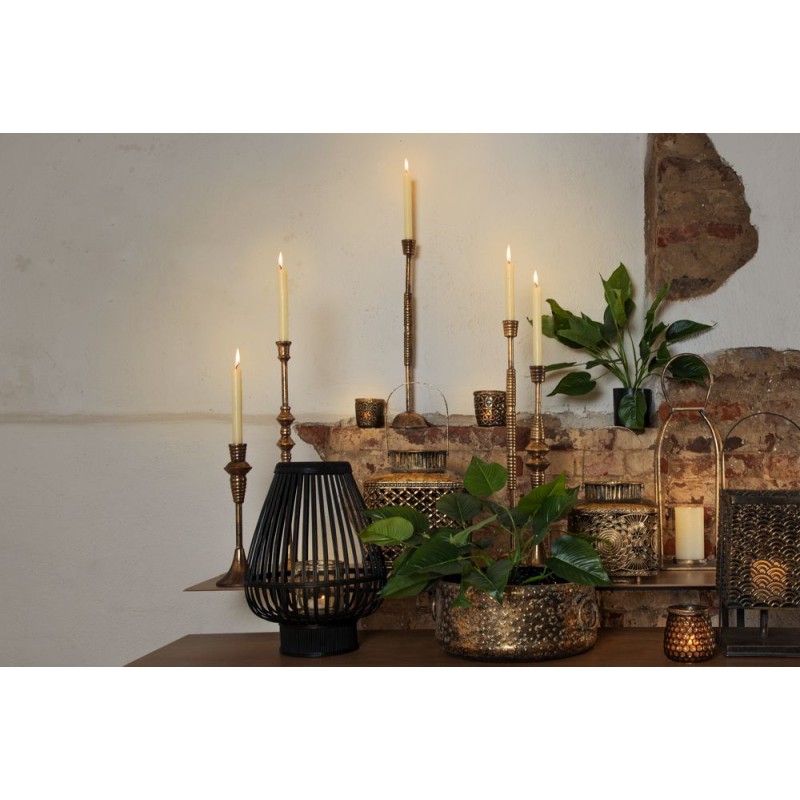 Clayre & Eef Portacandela Ø 9x9 cm Marrone Vetro Metallo Fiori