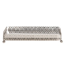 Clayre & Eef Dekoration Schale 20x10x3 cm Silberfarbig Metall Glas Rechteck