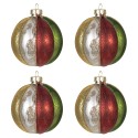 Clayre & Eef Christmas Bauble Set of 4 Ø 8 cm Red Green Glass Round