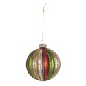Clayre & Eef Christmas Bauble Set of 4 Ø 8 cm Red Green Glass Round