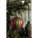 Clayre & Eef Christmas Bauble Set of 4 Ø 8 cm Red Green Glass Round