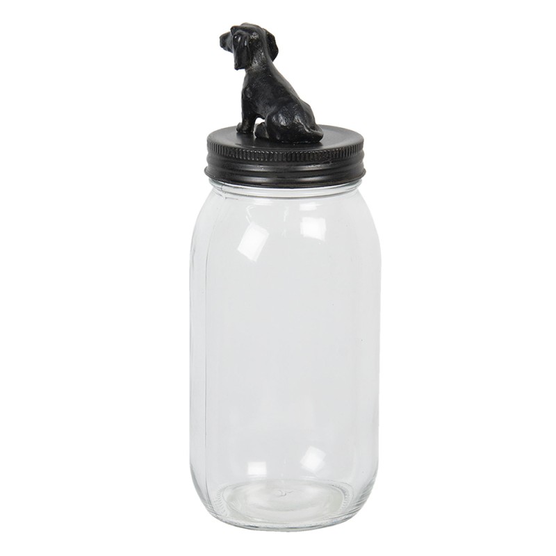 Clayre & Eef Voorraadpot  Ø 8x22 cm Glas Rond Hond