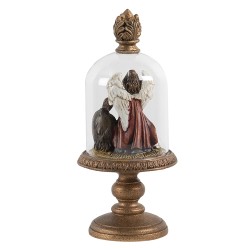 Clayre & Eef Glazen Stolp Ø 9x21 cm Goudkleurig Kunststof Rond