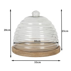 Clayre & Eef Campana Ø 33x28 cm Legno Vetro Rotondo