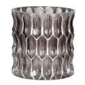 Clayre & Eef Theelichthouder  Ø 10x10 cm Zilverkleurig Glas Rond