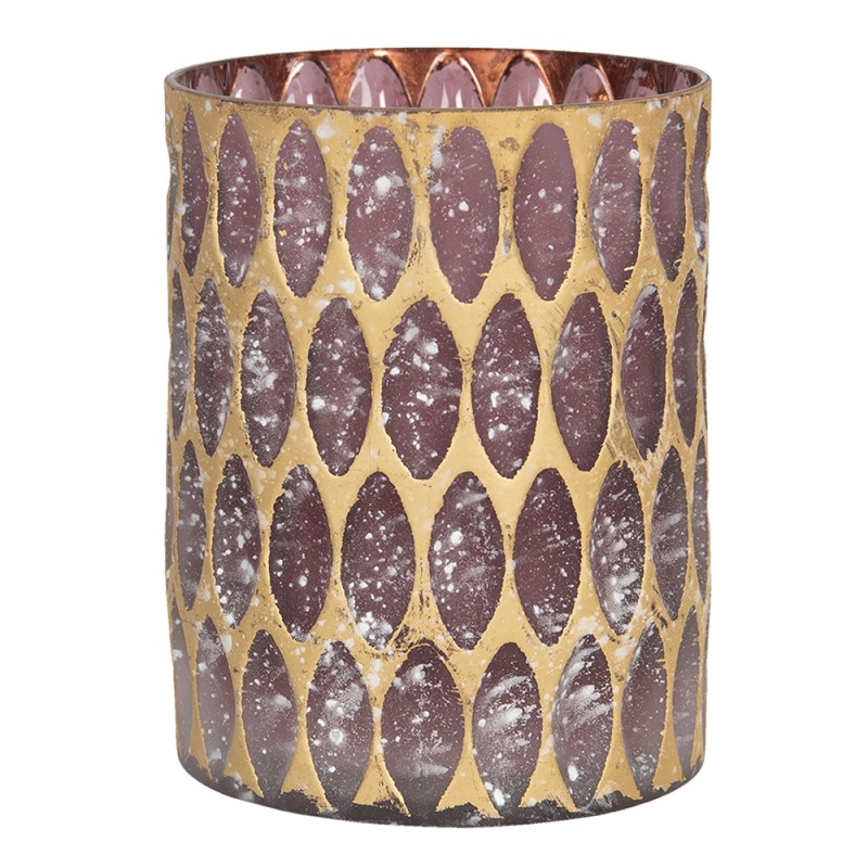 Clayre & Eef Porte-bougie Ø 11x15 cm Violet Verre Rond