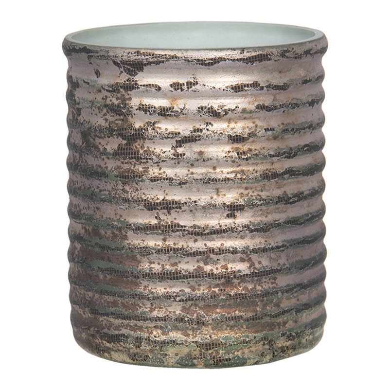 Clayre & Eef Teelichthalter Ø 8x9 cm Kupferfarbig Glas Rund