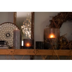 Clayre & Eef Tealight Holder Ø 15x20 cm Grey Glass Round
