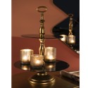 Clayre & Eef Teelichthalter Ø 10x11 cm Goldfarbig Grau Glas Rund