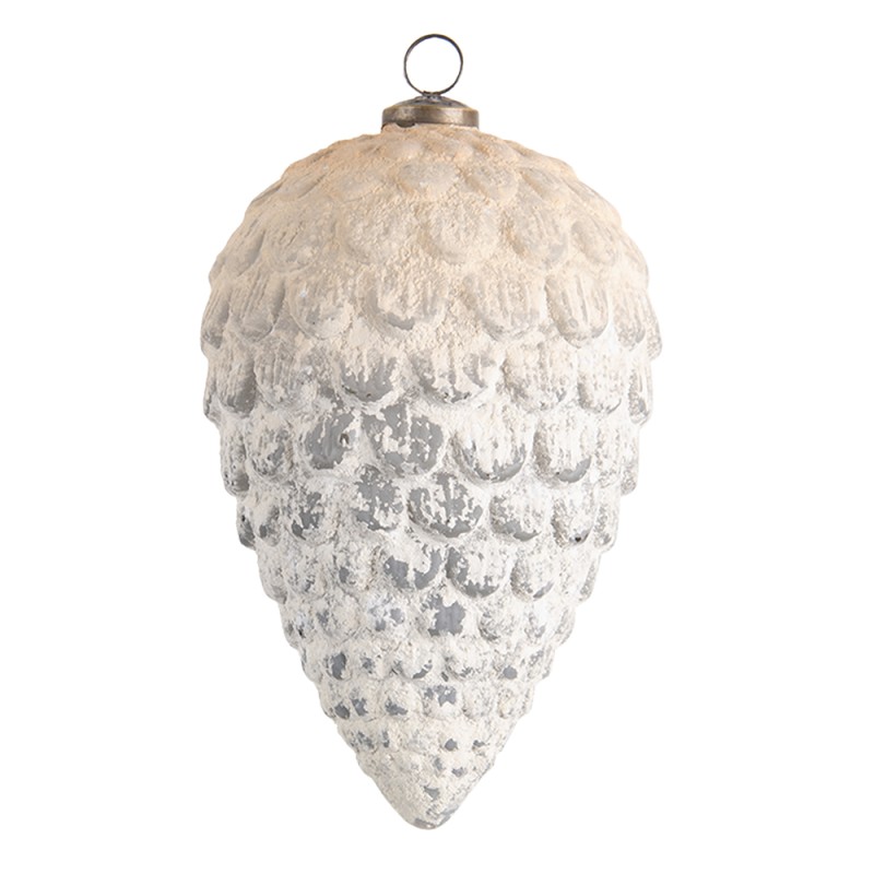 Clayre & Eef Palla di natale XL Ø 13x20 cm Bianco Grigio  Vetro