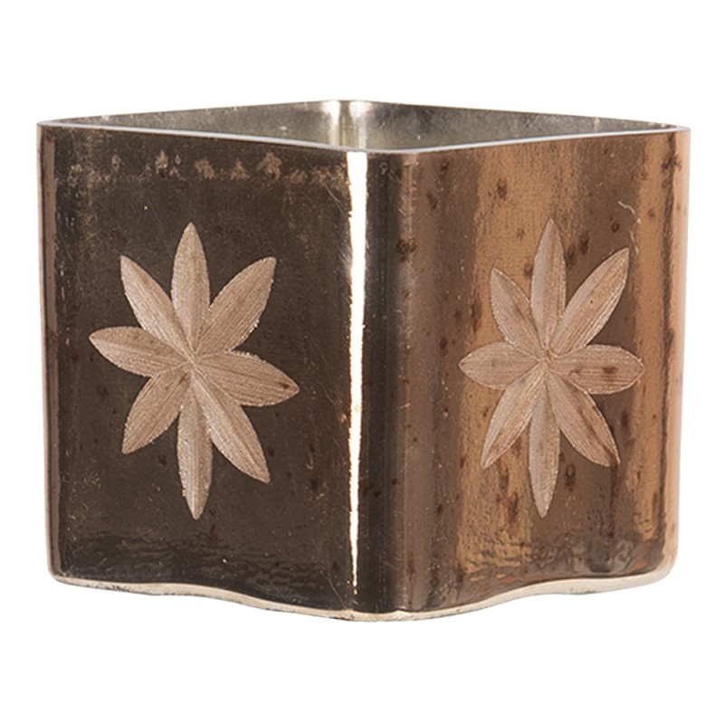 Clayre & Eef Portacandela 7x7x9 cm Color oro Vetro Quadrato Stella