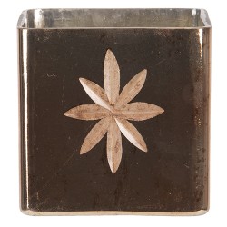 Clayre & Eef Teelichthalter 10x10x10 cm Goldfarbig Glas Quadrat Stern
