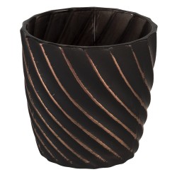 Clayre & Eef Portacandela Ø 9x9 cm Nero Vetro Rotondo