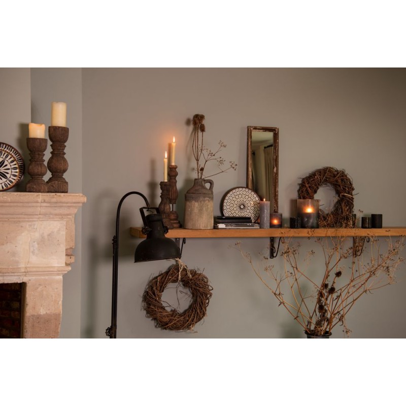 Clayre & Eef Tealight Holder Ø 8x10 cm Black Glass Round