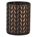 Clayre & Eef Tealight Holder Ø 8x10 cm Copper colored Black Glass Round