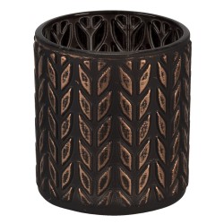 Clayre & Eef Porte-bougie Ø 7x8 cm Couleur cuivre  Noir Verre Rond