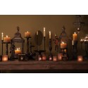 Clayre & Eef Tealight Holder Ø 7x8 cm Copper colored Black Glass Round