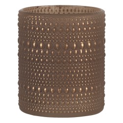 Clayre & Eef Porte-bougie Ø 9x10 cm Beige Verre Rond