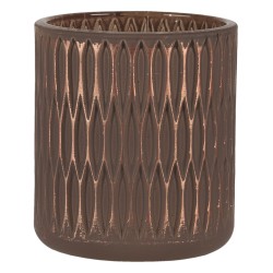 Clayre & Eef Teelichthalter Ø 8x9 cm Braun Glas Rund