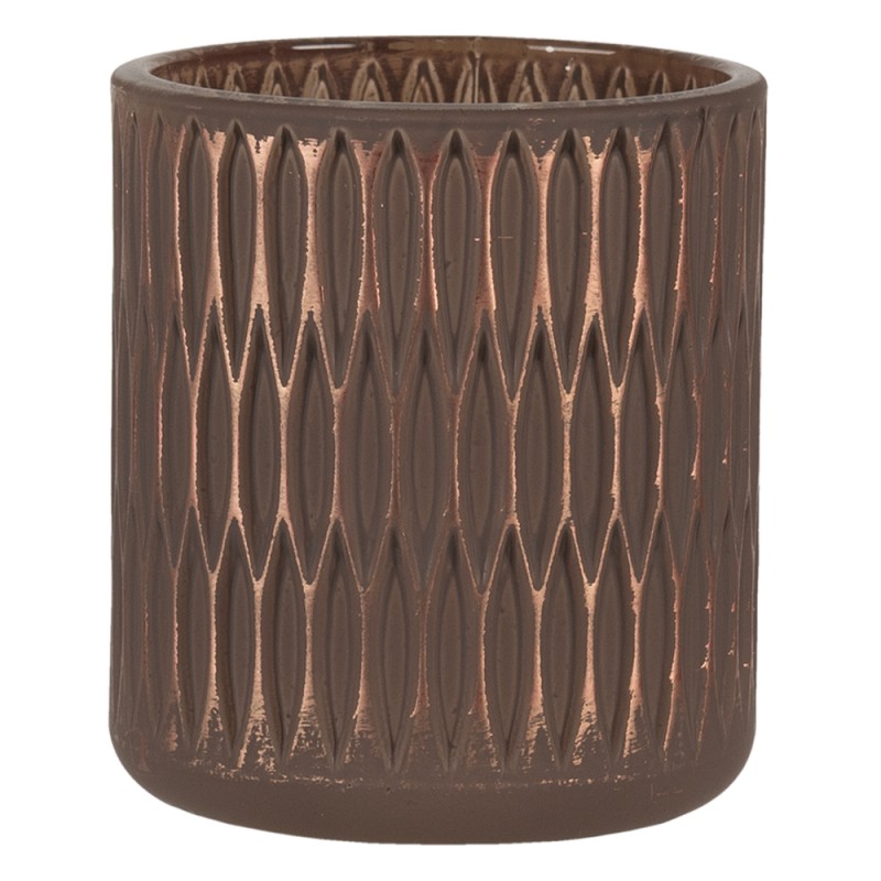 Clayre & Eef Portacandela Ø 8x9 cm Marrone Vetro Rotondo