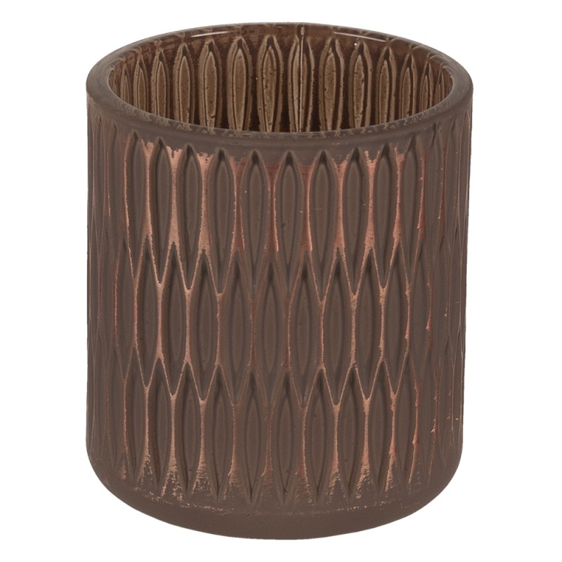 Clayre & Eef Portacandela Ø 8x9 cm Marrone Vetro Rotondo