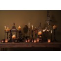 Clayre & Eef Tealight Holder Ø 8x9 cm Brown Glass Round