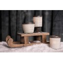 Clayre & Eef Portacandela Ø 7x6 cm Bianco Vetro Metallo Rotondo