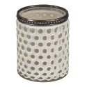 Clayre & Eef Teelichthalter Ø 7x8 cm Weiß Glas Metall Rund