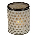 Clayre & Eef Teelichthalter Ø 7x8 cm Weiß Glas Metall Rund