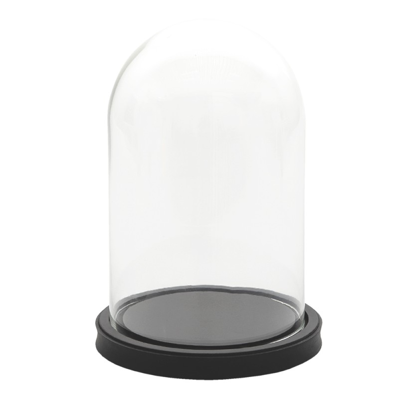Clayre & Eef Stolp  Ø 17x25 cm Zwart Glas Hout Rond