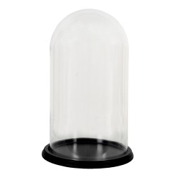 Clayre & Eef Glass Bell Jar Ø 23x38 cm Transparent Glass Wood Round