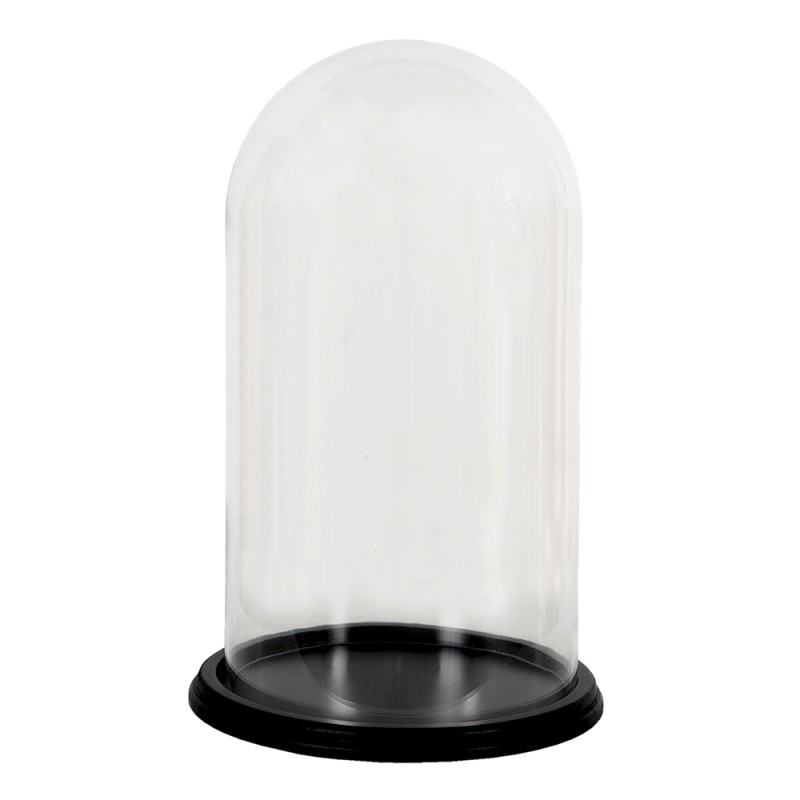 Clayre & Eef Glass Bell Jar Ø 23x38 cm Transparent Glass Wood Round