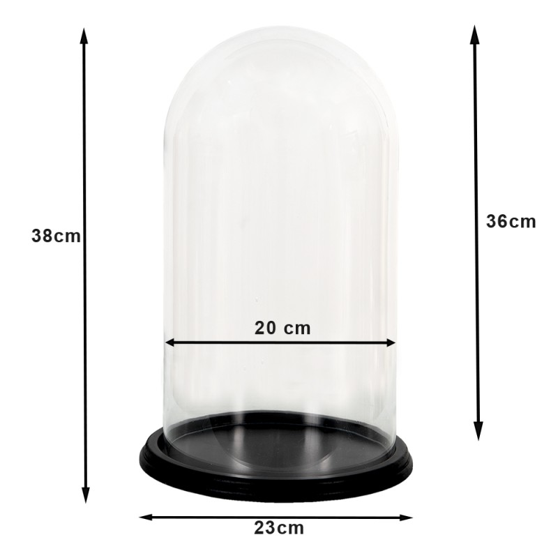 Clayre & Eef Glass Bell Jar Ø 23x38 cm Transparent Glass Wood Round