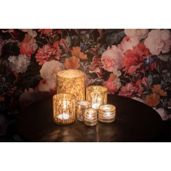Clayre & Eef Portacandela Ø 15x20 cm Color oro Marrone Vetro Rotondo