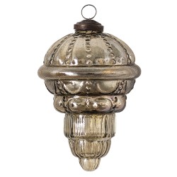 Clayre & Eef Kerstbal  Ø 8 cm Bruin Zilverkleurig Glas