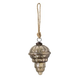 Clayre & Eef Kerstbal  Ø 8 cm Bruin Zilverkleurig Glas