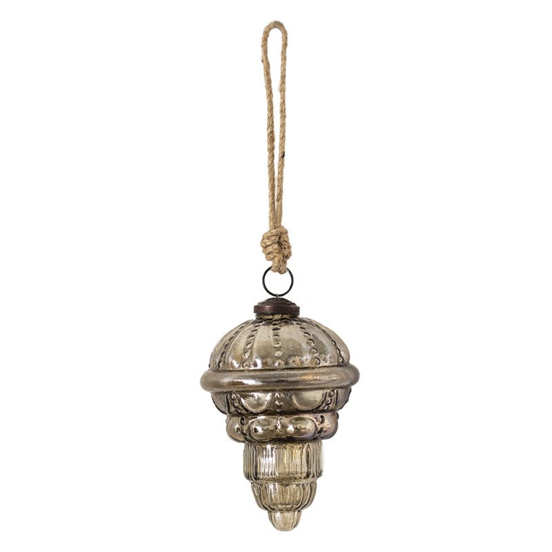 Clayre & Eef Weihnachtskugel Ø 8 cm Braun Silberfarbig Glas