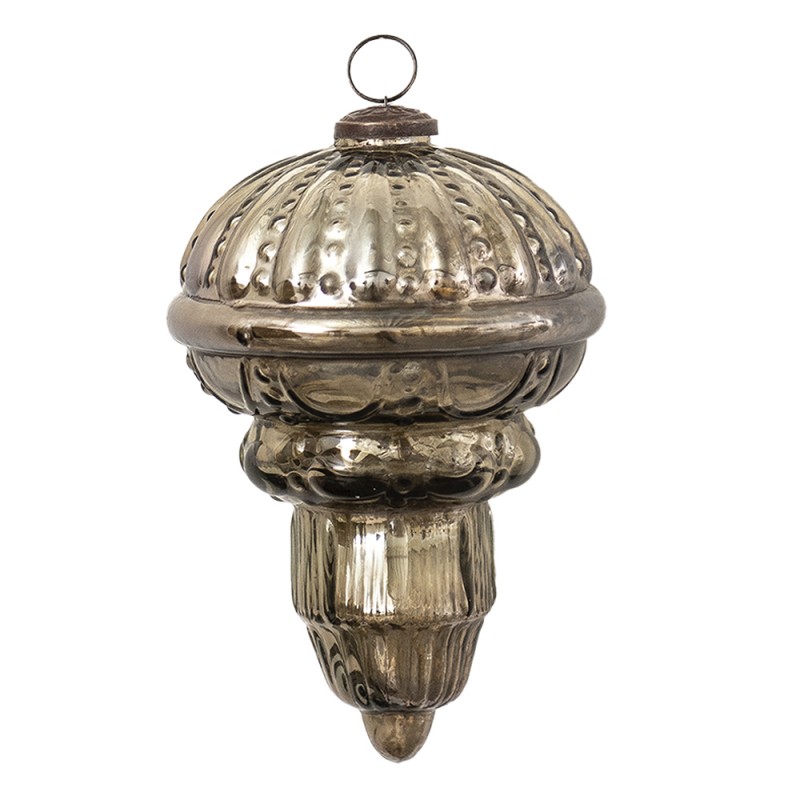 Clayre & Eef Christmas Bauble XL Ø 14 cm Brown Silver colored Glass