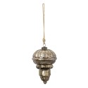 Clayre & Eef Christmas Bauble XL Ø 14 cm Brown Silver colored Glass