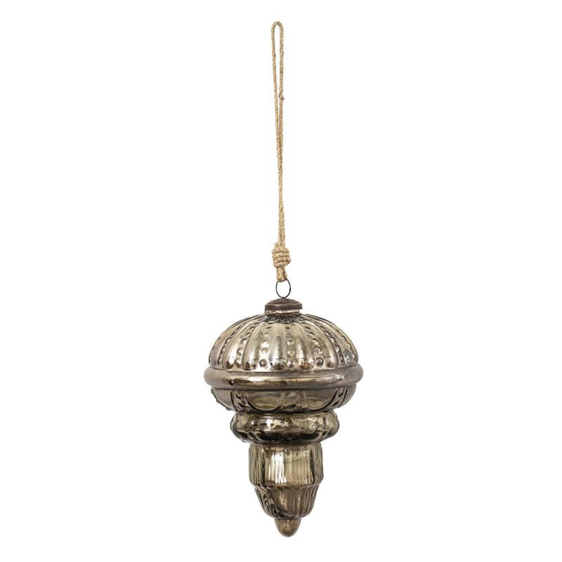 Clayre & Eef Christmas Bauble XL Ø 14 cm Brown Silver colored Glass